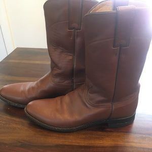 Justin Classic Roper Cowboy Boots 9.5 D Brown